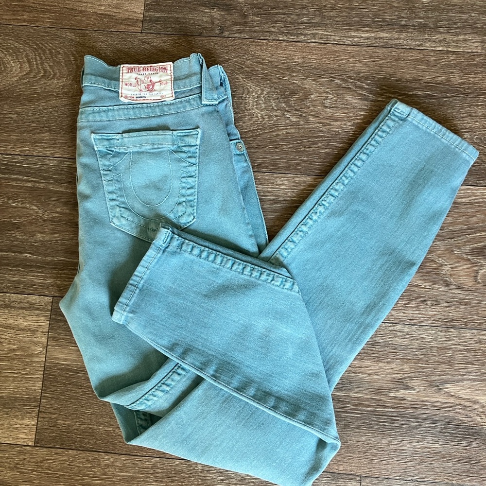 True Religion Women's Skinny Jeans Teal